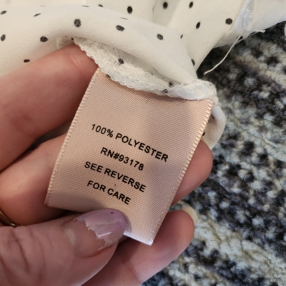 Philosophy White and Black Polkadot Short Sleeve Blouse - Picture 5 of 10